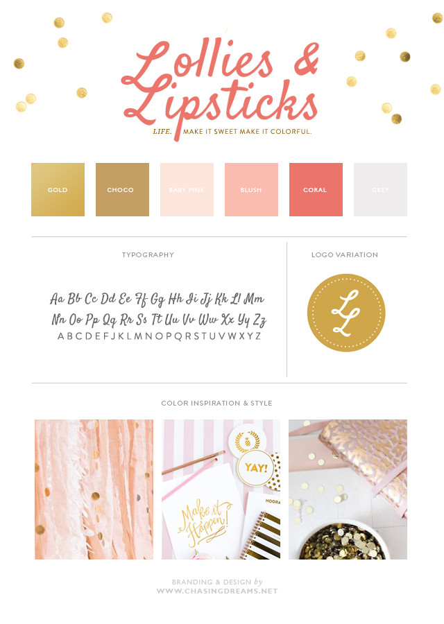 Lollies & Lipstick: Brand Board Gold and Pink